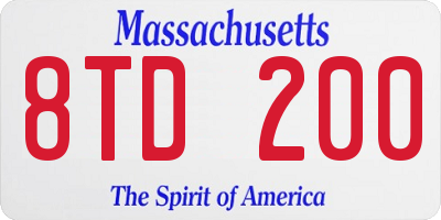 MA license plate 8TD200