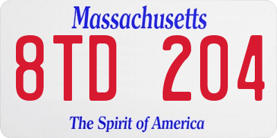 MA license plate 8TD204