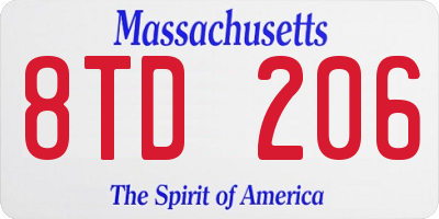 MA license plate 8TD206
