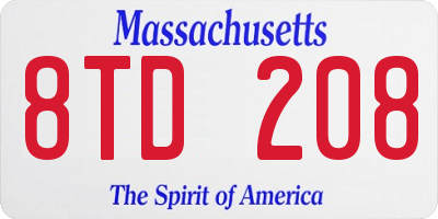 MA license plate 8TD208