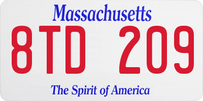 MA license plate 8TD209
