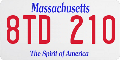 MA license plate 8TD210