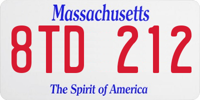 MA license plate 8TD212