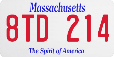 MA license plate 8TD214