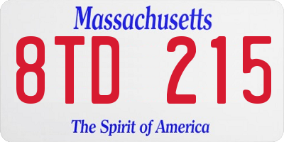 MA license plate 8TD215