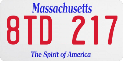MA license plate 8TD217