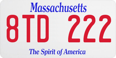 MA license plate 8TD222