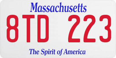 MA license plate 8TD223