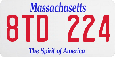 MA license plate 8TD224