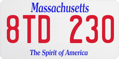 MA license plate 8TD230