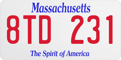 MA license plate 8TD231