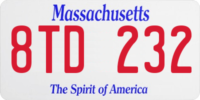MA license plate 8TD232