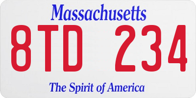 MA license plate 8TD234