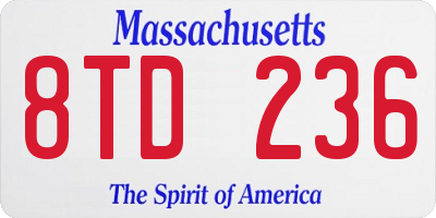MA license plate 8TD236