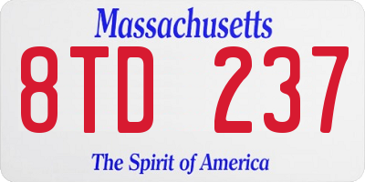 MA license plate 8TD237