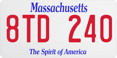 MA license plate 8TD240