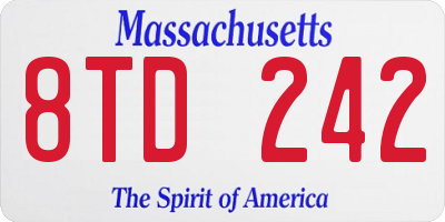 MA license plate 8TD242