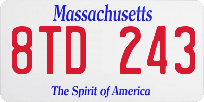 MA license plate 8TD243