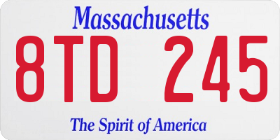 MA license plate 8TD245