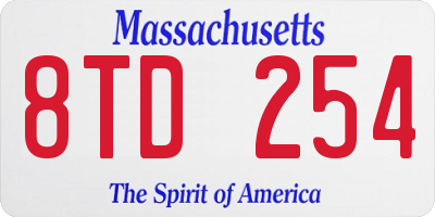 MA license plate 8TD254