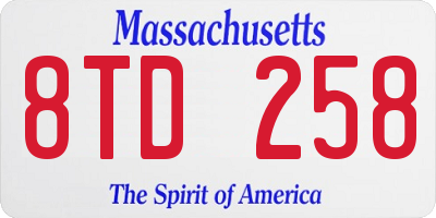 MA license plate 8TD258