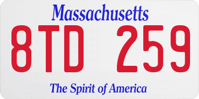MA license plate 8TD259