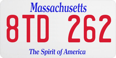 MA license plate 8TD262