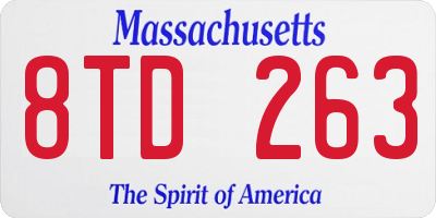 MA license plate 8TD263