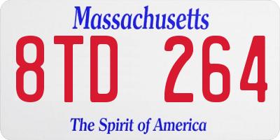 MA license plate 8TD264