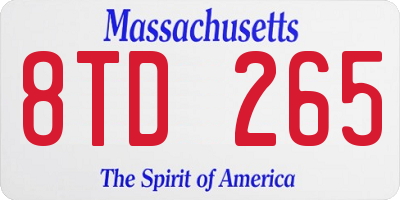 MA license plate 8TD265
