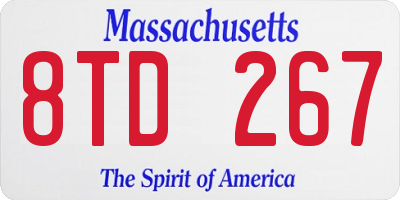 MA license plate 8TD267