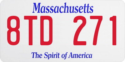 MA license plate 8TD271