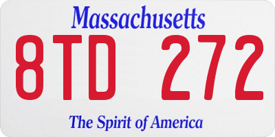 MA license plate 8TD272