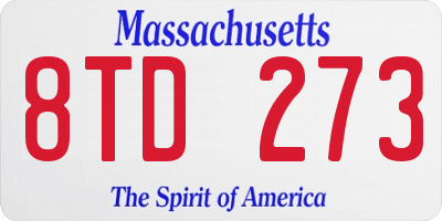 MA license plate 8TD273