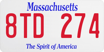 MA license plate 8TD274