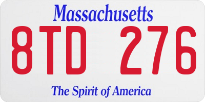 MA license plate 8TD276