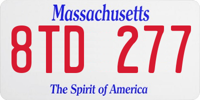 MA license plate 8TD277