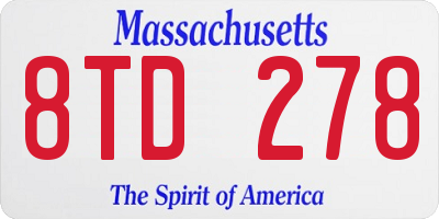 MA license plate 8TD278