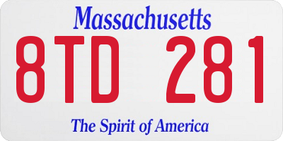 MA license plate 8TD281