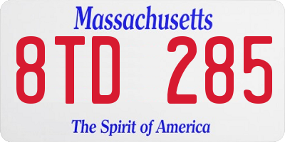 MA license plate 8TD285