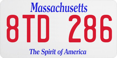 MA license plate 8TD286