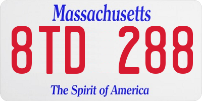 MA license plate 8TD288