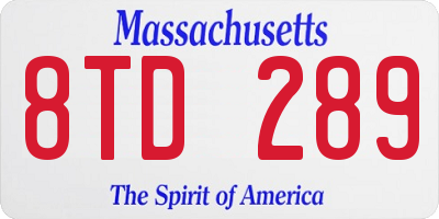 MA license plate 8TD289