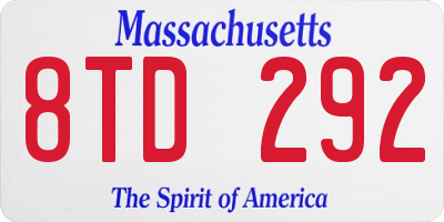 MA license plate 8TD292