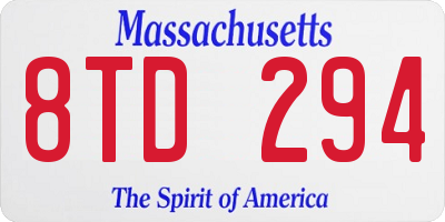 MA license plate 8TD294