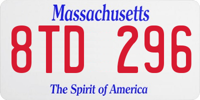 MA license plate 8TD296
