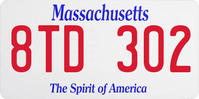 MA license plate 8TD302