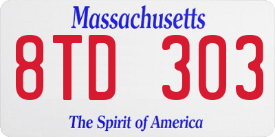 MA license plate 8TD303