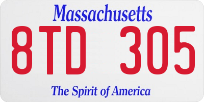 MA license plate 8TD305