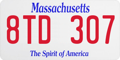 MA license plate 8TD307